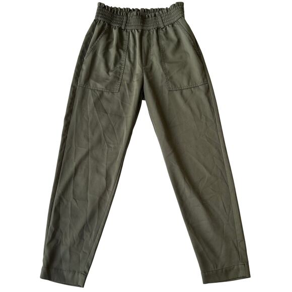 Abercrombie & Fitch Pants - Abercrombie & Fitch Women's Satin High Waist Sage Green Pants Gathered Waist -S